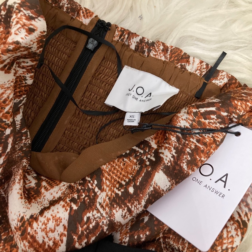 J.O.A. Strapless Jumpsuit In Rust Snake - Picture 10 of 11